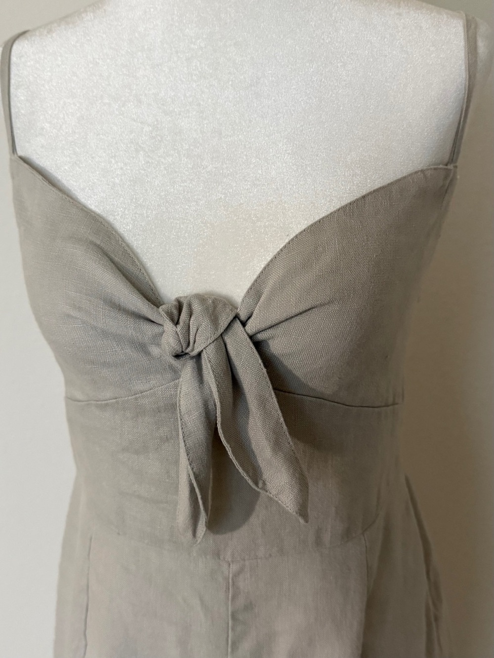 100% Linen Tie Front Wide Leg Jumpsuit Medium - Picture 6 of 8